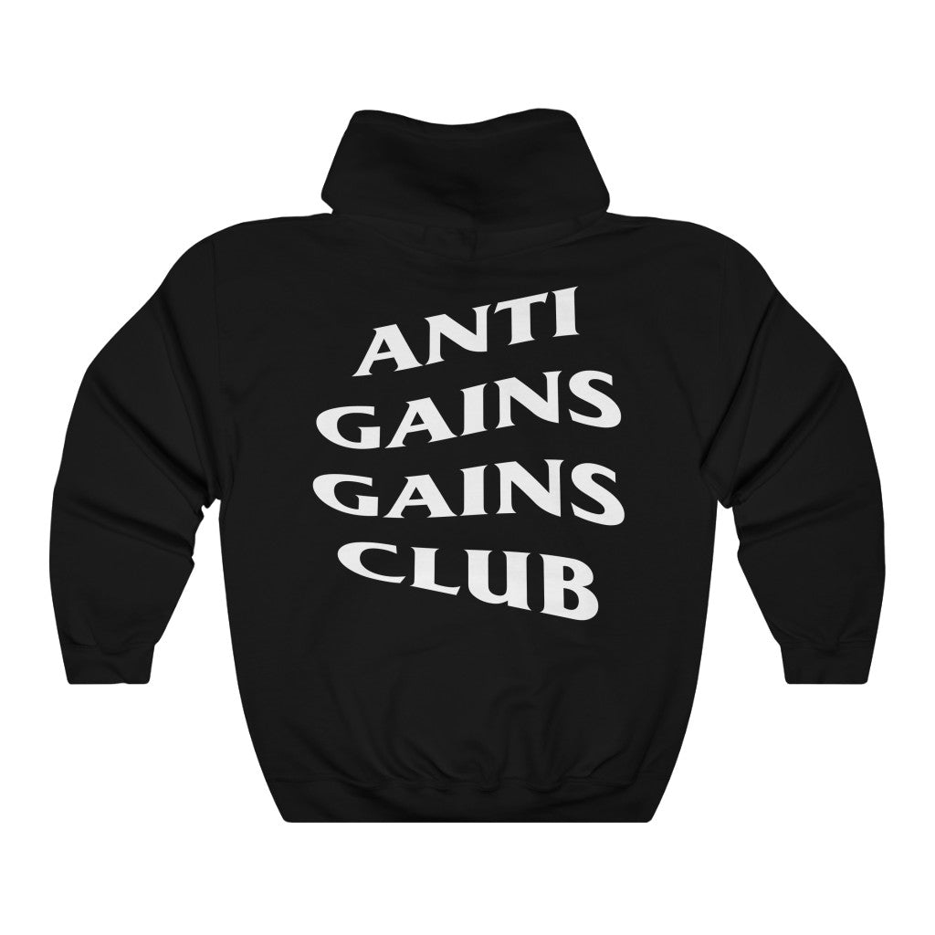 Black Anti Unisex Gains Social Club Gym Fitness Weightlifting Powerlifting CrossFit Muscle Hoodie Back