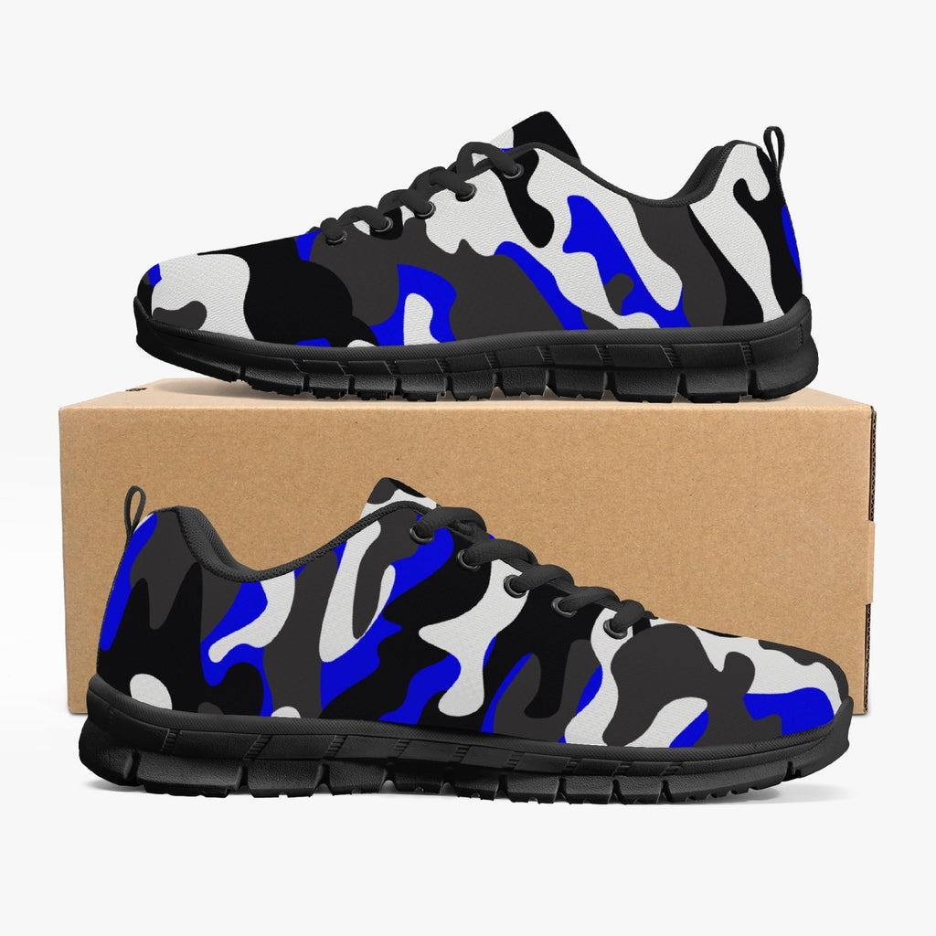 Women's Urban Jungle Blue White Black Camouflage Running Shoes Sneakers