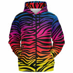 Unisex Rainbow Pride Gradient Bengal Tiger Animal Print Pattern Athletic Zip-Up Hoodie