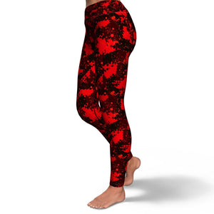Women's Red Digital Camouflage High-waisted Yoga Leggings Left