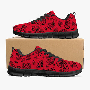 Women's Red Black Paisley Bandana Gym Workout Running Sneakers
