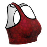 Women's Red Christmas Snowflakes Athletic Sports Bra Right