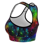 Women's Rainbow Galaxy Night Stars Athletic Sports Bra Left