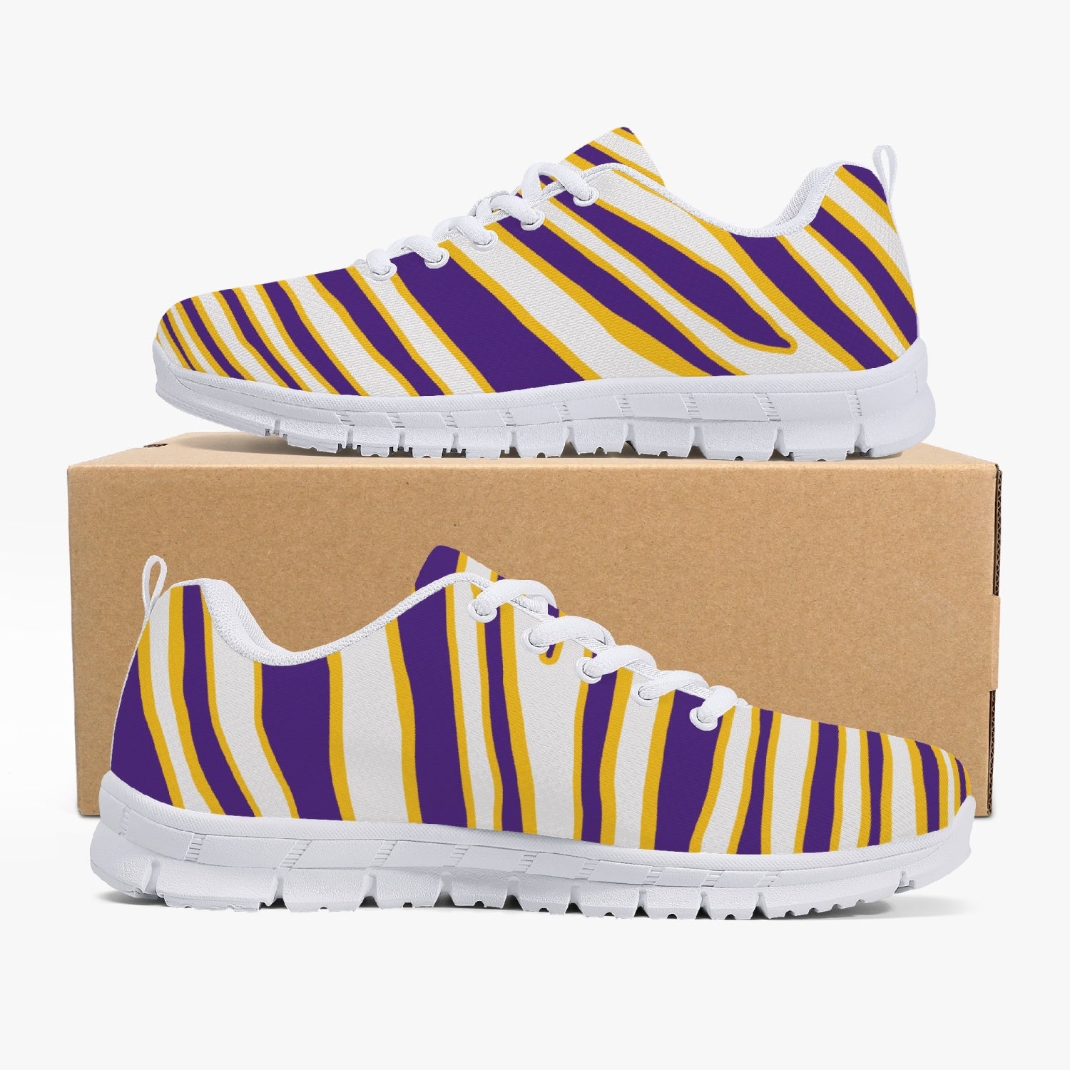 Women's Minnesota Football Purple Gold Wild Zebra Stripe Animal Pattern Running Shoes Sneakers