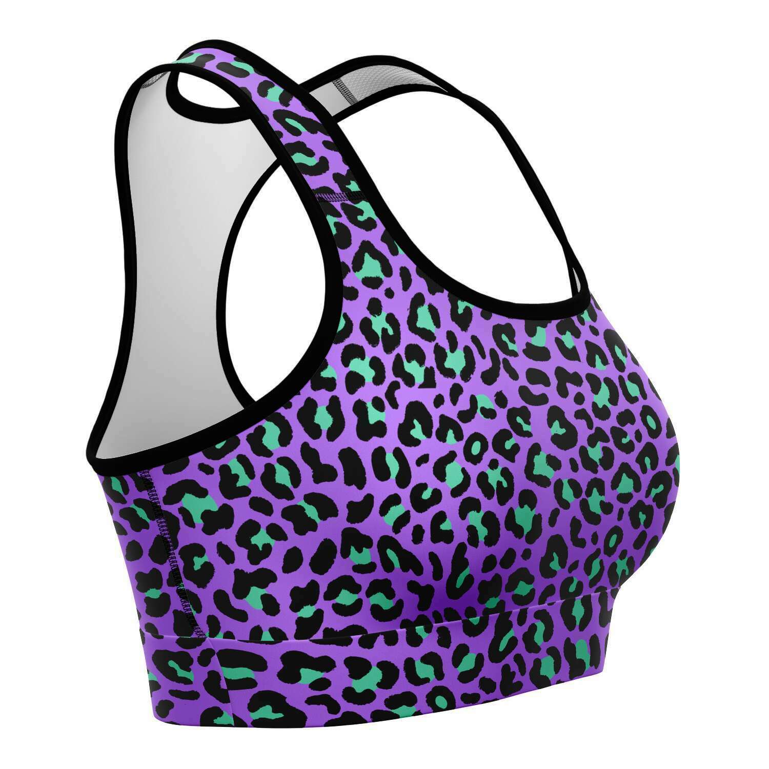 Women's Purple Wild Leopard Cheetah Print Athletic Sports Bra Right