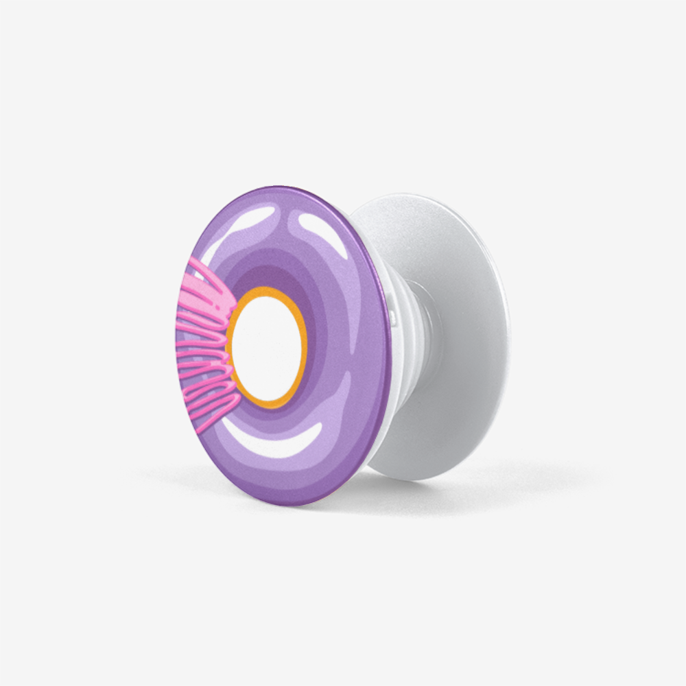 Purple Glaze Breakfast Pastry Donut Pink Icing Swirl Popsocket White Side