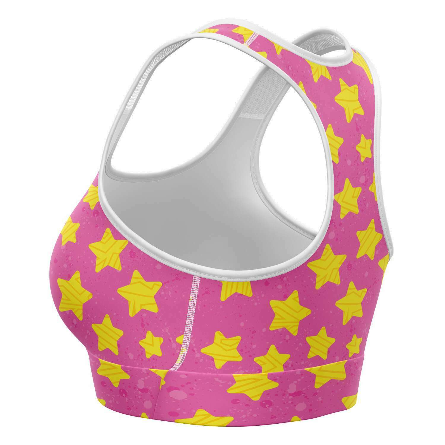 Women's Pink Star Power Athletic Sport Fronts Bra Left