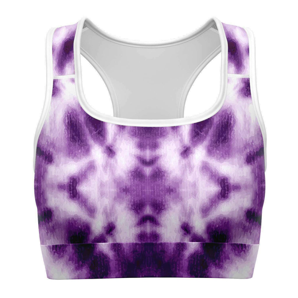 Women's Purple Monotone Tie-Dye Athletic Sports Bra