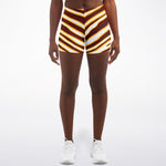 Women's Washington Football Maroon Gold Wild Zebra Stripe Animal Pattern Athletic Mid-rise Booty Shorts