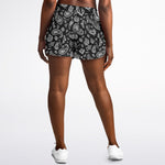 Black White Paisley Running Shorts