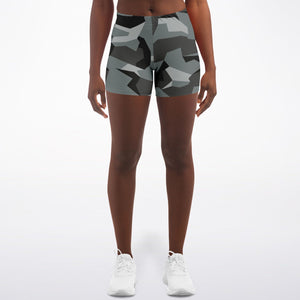 Women's M90 Black Midnight Marauders Modern Soldier Urban Warfare Camouflage Mid-rise Athletic Booty Shorts