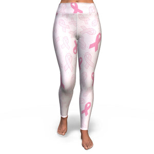 Women's Breast Cancer Awareness Month Pink Ribbons High-waisted Yoga Leggings Front