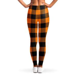 Orange Lumberjack Plaid Leggings