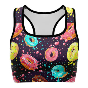 Women's Hot Donut Galaxy Explosion Athletic Sports Bra