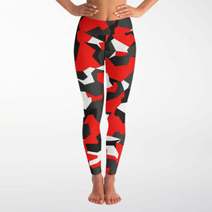 Women's  M90 Black Red Modern Soldier Urban Warfare Camouflage High-Waisted Yoga Leggings