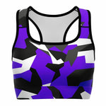 Women's M90 Black Purple Modern Soldier Urban Warfare Camouflage Athletic Sports Bra