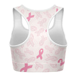 Women's Breast Cancer Awareness Month Pink Ribbons Athletic Sports Bra Back