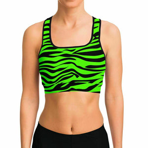 Green Eye Of The Tiger Sports Bra