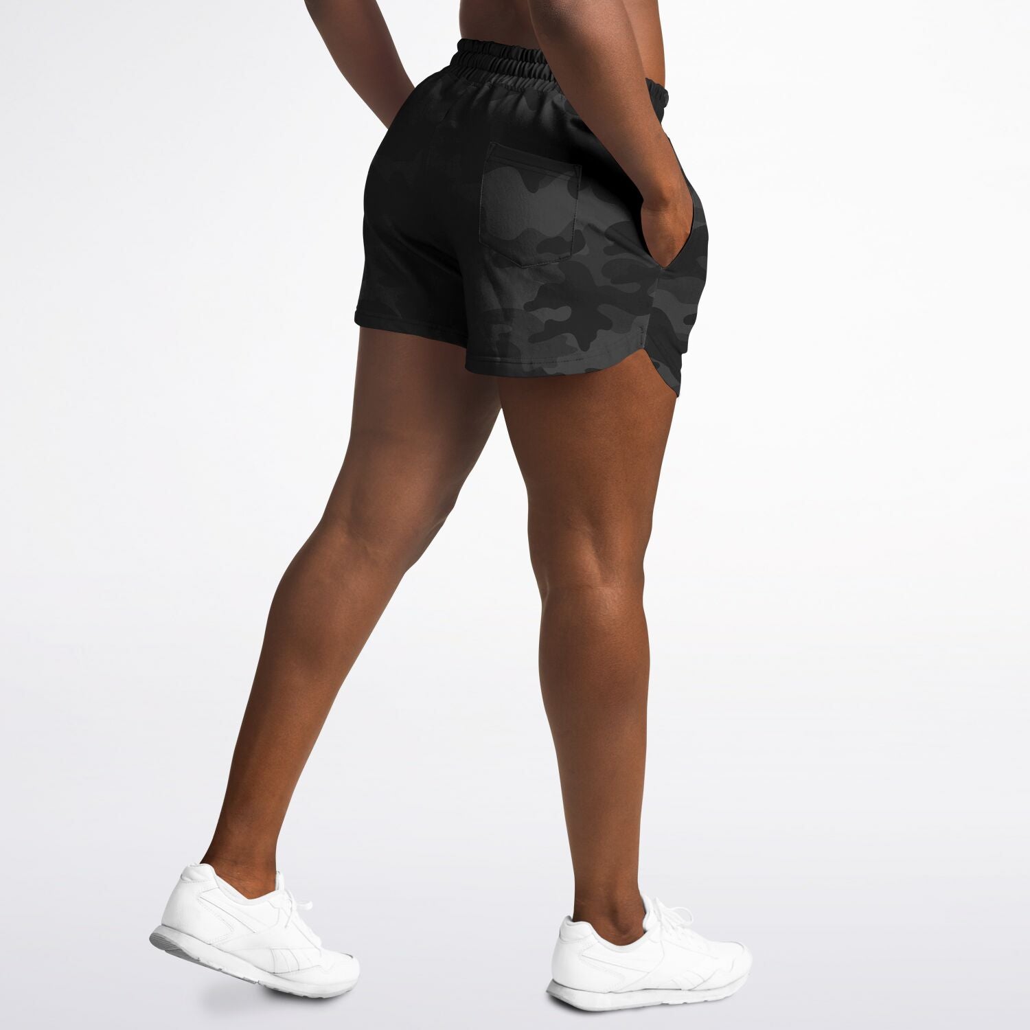 All Black Camo Running Shorts