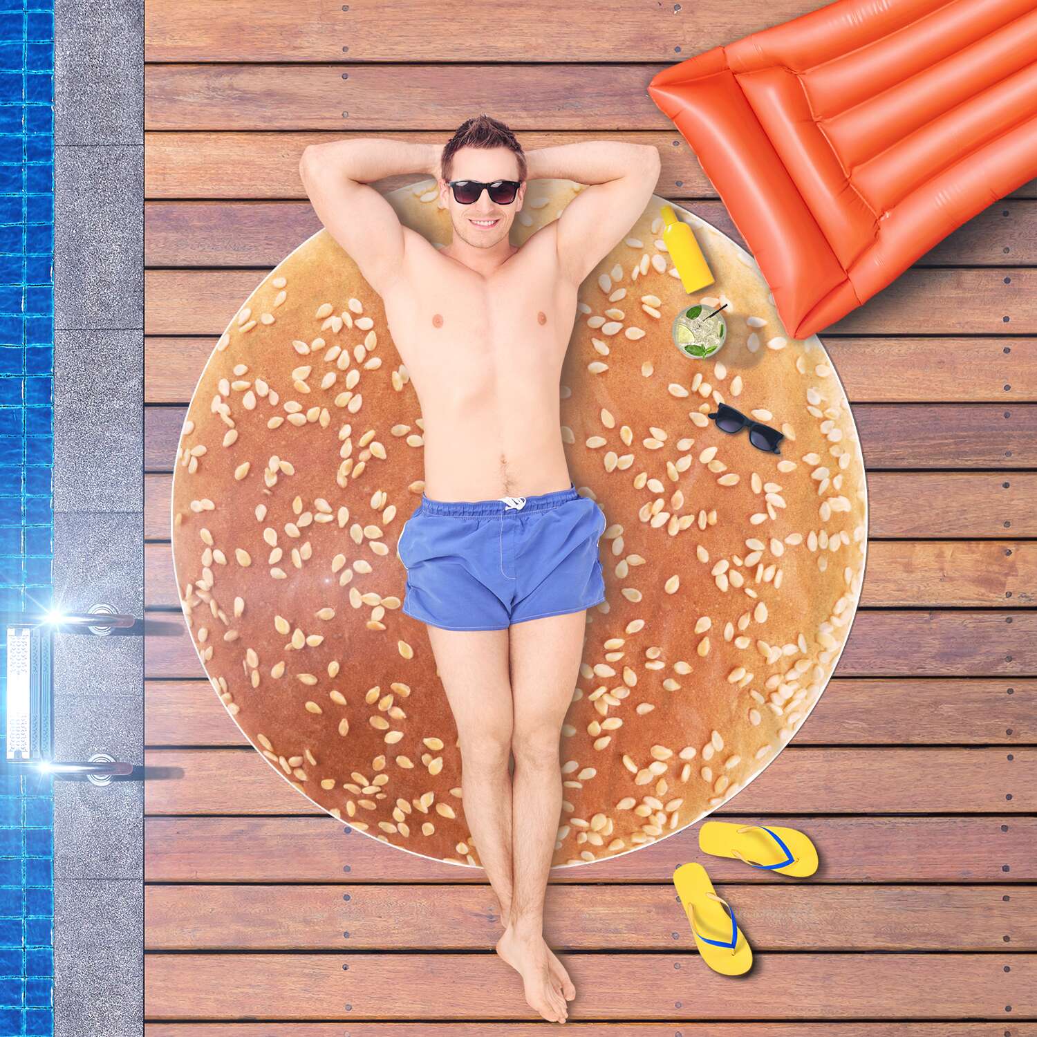 Hot Fresh Hamburger Bun Summer Beach Party Blanket Towel