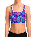 Women's Rainbow Prism Triangle Athletic Sports Bra Model Front