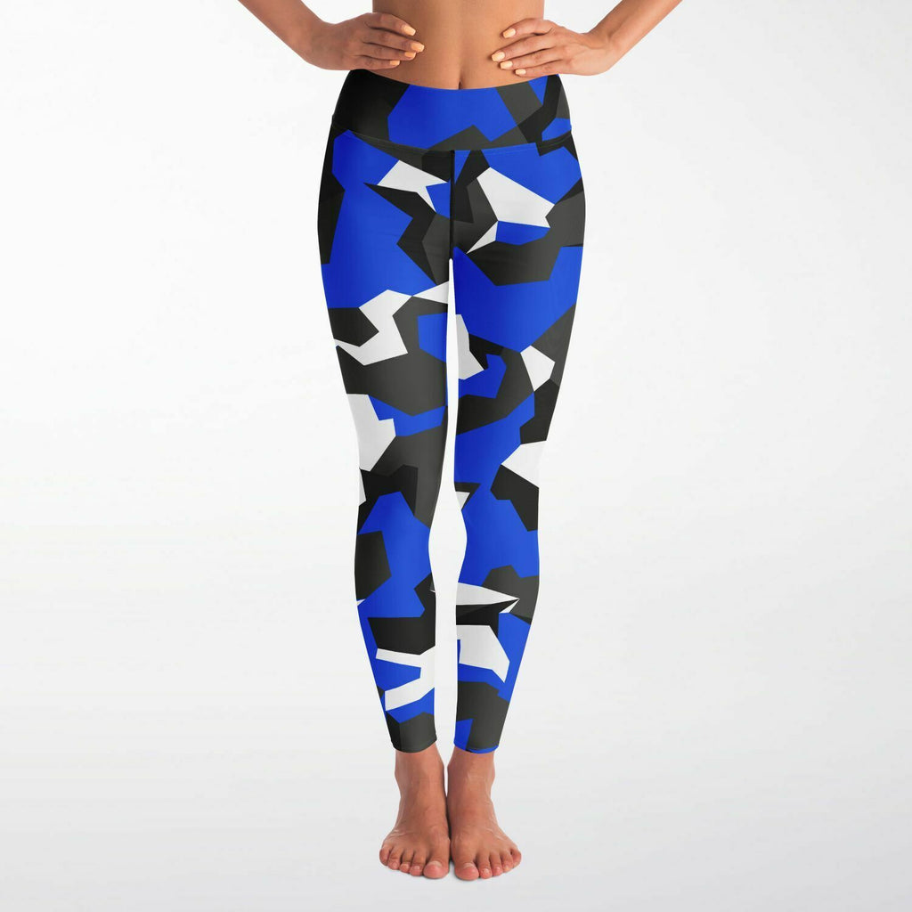 Women's M90 Black Blue Modern Soldier Urban Warfare Camouflage Athletic Sports Bra