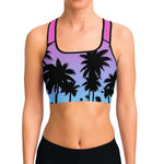 Women's California Vibes Palm Tree Athletic Sports Bra Model Front