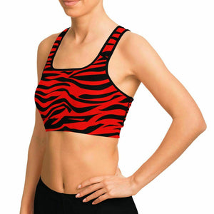 Red Eye Of The Tiger Sports Bra