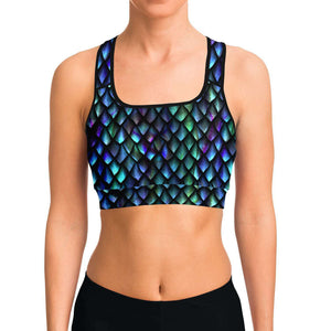 Women's Mother Of Dragons Iridescent Athletic Sports Bra Model Front