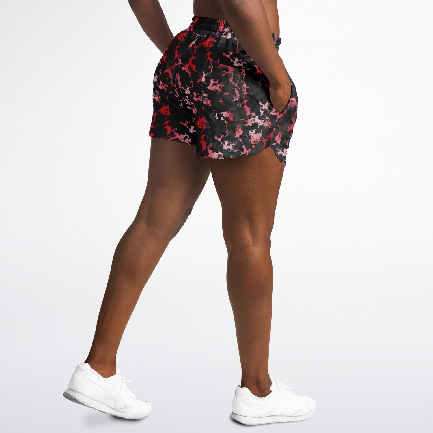 Black Red Marble Running Shorts