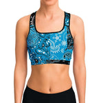 Teal Paisley Patchwork Sports Bra