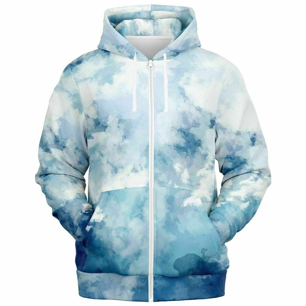 Unisex Blue Head In The Clouds Zip-Up Hoodie