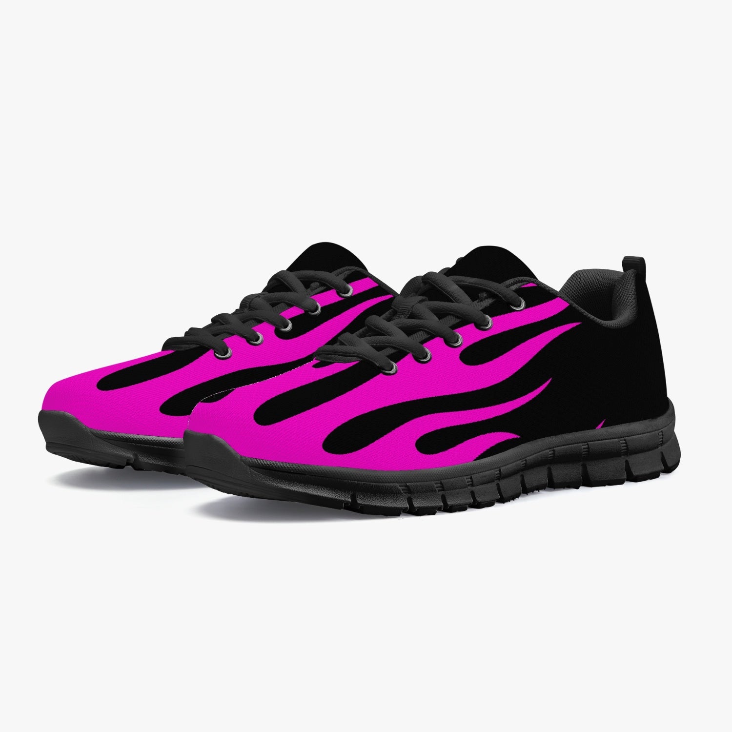 Women's Classic Pink Fire Flames Drip Running Gym Sneakers Overview