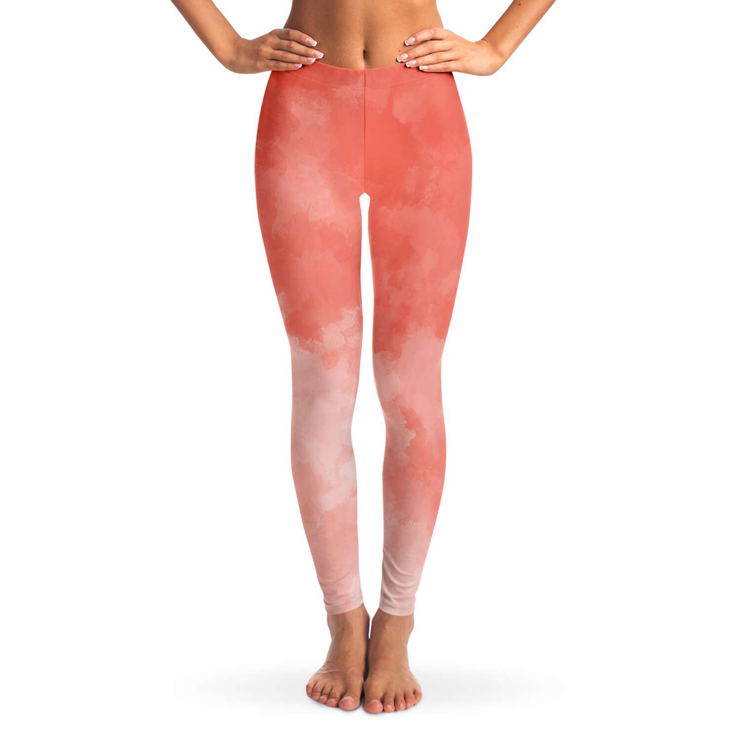 Women's Orange Creamsicle Tequila Sunset Tie-Dye Mid-rise Yoga Leggings