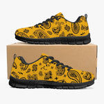 Women's Yellow Black Paisley Bandana Gym Workout Running Sneakers