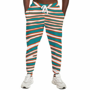 Unisex Miami Football Teal Orange Wild Zebra Stripe Animal Pattern Athletic Booty Shorts