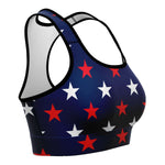 Women's Red White  Blue American All-Star Athletic Sports Bra Right