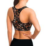 Women's Orange Gilded Marble Athletic Sports Bra Model Right