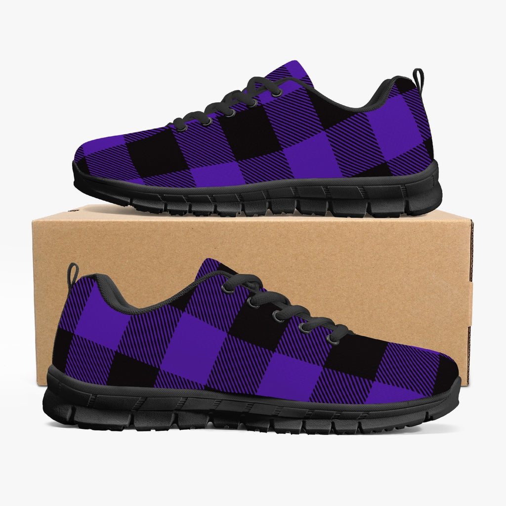 Women's Purple Lumberjack Plaid Tartan Athletic Running Shoes Sneakers