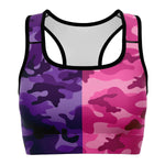 Women's All Purple Pink Camouflage Athletic Sports Bra