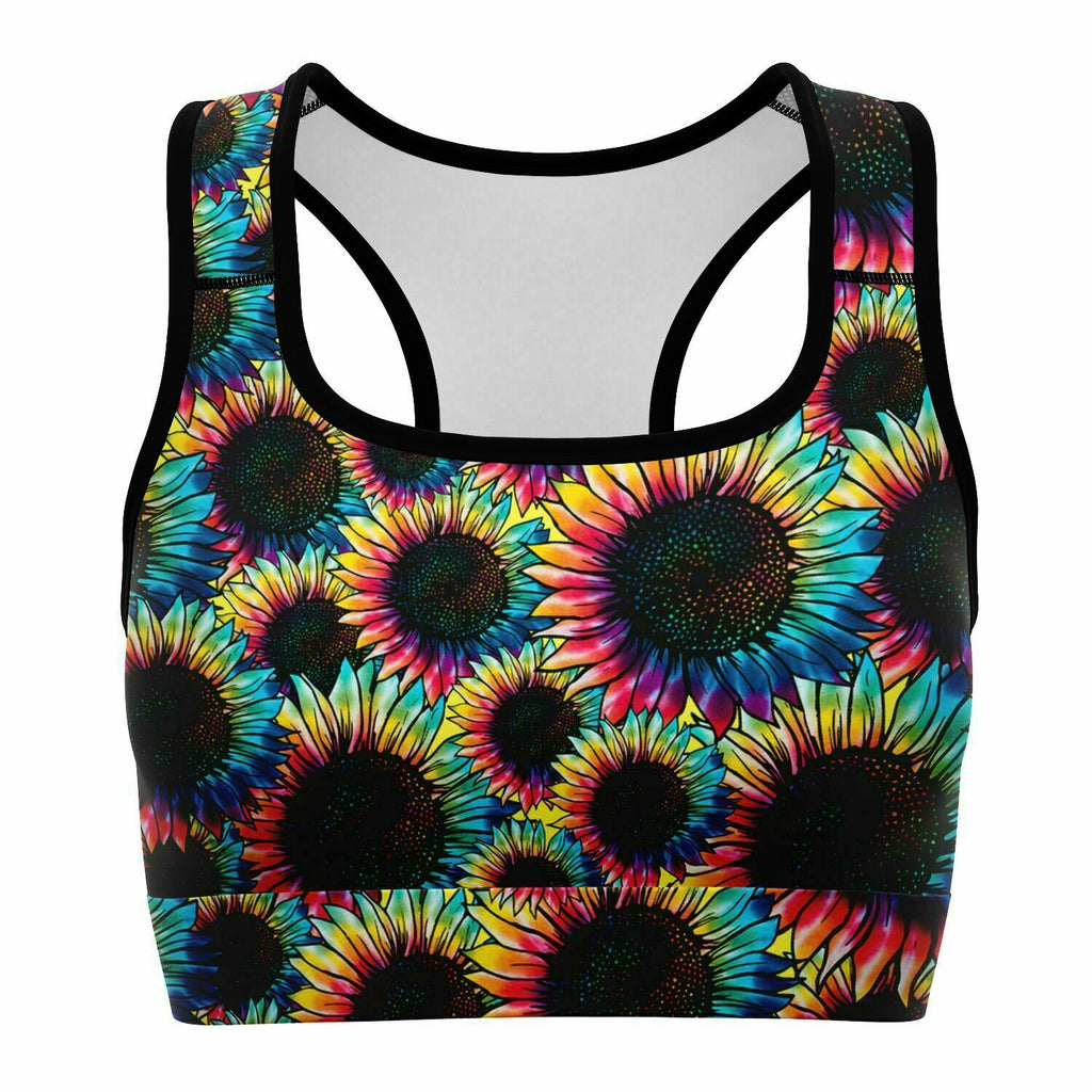 Rainbow Sunflowers Sports Bra