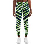 Women's Seattle Football Green Wild Zebra Stripe Animal Pattern Mid-rise Yoga Leggings