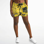 Yellow Paisley Patchwork Running Shorts