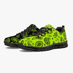 Women's Half Green Highlighter Paisley Gym Workout Running Sneakers