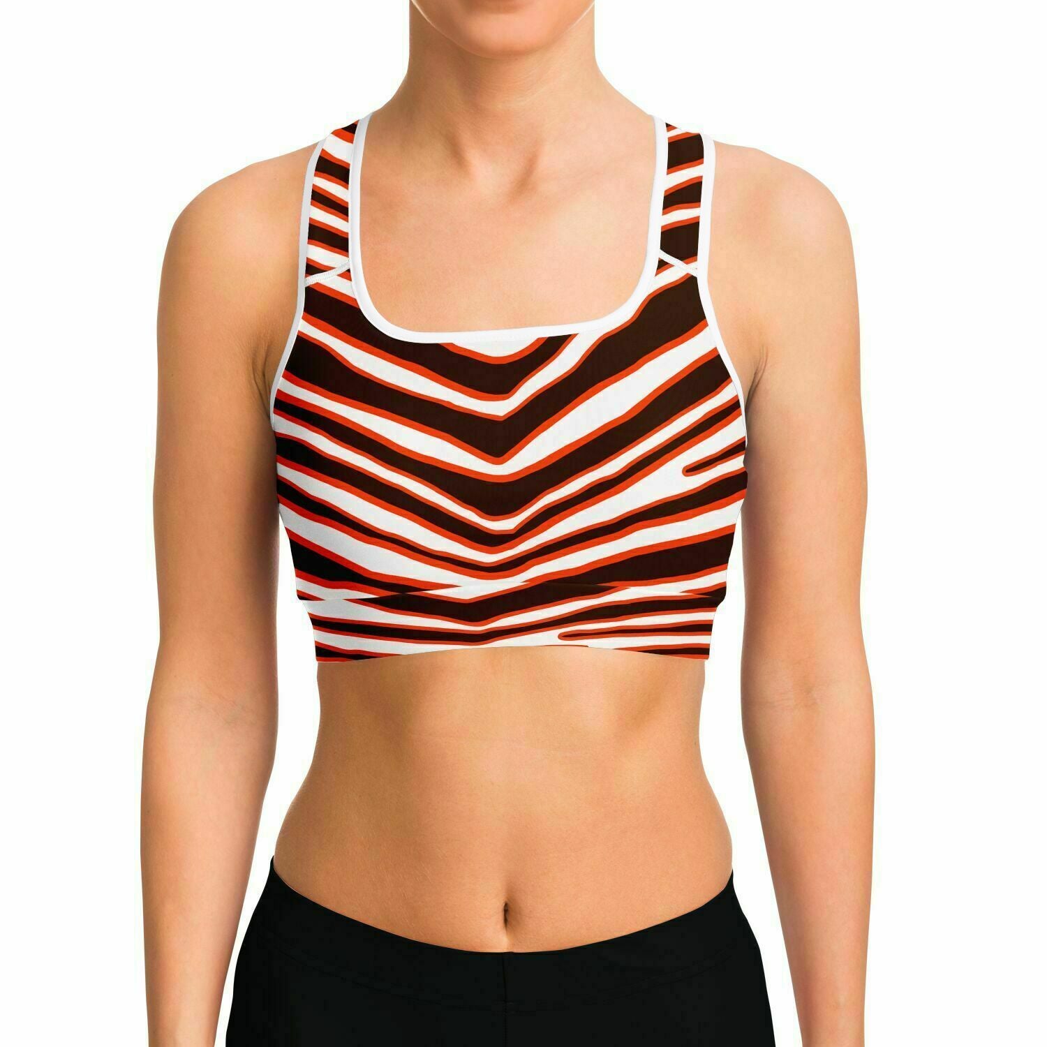 Cleveland Zebra Stripe Sports Bra