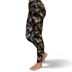 Women's Black Gold Flake Galaxy Gods High-waisted Yoga Leggings