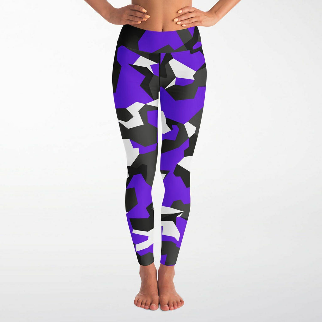 Women's M90 Black Purple Modern Soldier Urban Warfare Camouflage High-waisted Yoga Leggings