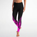 Women's Classic Pink Hot Rod Flames High-waisted Yoga Leggings Front View