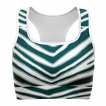 Women's Philadelphia Football Green Wild Zebra Stripe Animal Pattern Athletic Sports Bra