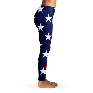 Women's United States American Flag USA National Pride Yoga Leggings Right